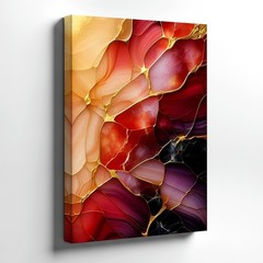 Wall Art Abstract Red Burgundy Gold Marble Texture Modern Canvas Print Decor
