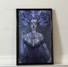 Baphomet Devil Pinup Girl Horror Art Poster Satan Devilish