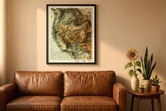 Western USA Map, Western USA 2D Relief Map – 2D Flat Print