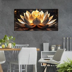 TYTAUPT Lotus Flower Canvas Wall Art For Bedroom Women Gold And Yellow Wall