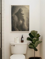 Funny Bigfoot Smelly Bathroom Wall Art, Vintage Sasquatch Poster Toilet Humor