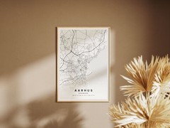 Aarhus City Map Denmark Map White Modern Decor Minimalist Travel Art