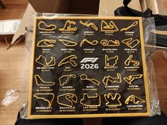 2026 F1 Race Tracks Calendar Dates 3D Effect Print, Black/Gold Horizontal