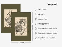 Flower Sketch Wall Art Sage Green Floral Canvas Poster Vintage Botanical Wall…