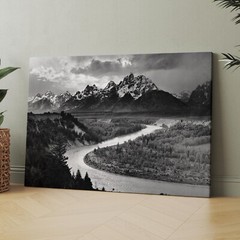Ansel Adams, The Tetons and the Snake River, Grand Teton Canvas Print Wall Art