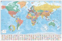 Political Map Of The World – Educational Poster (Country Flags) (Size: 36 X 24″)