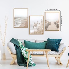 Neutral Beach Pampas Grass Wall Art Boho Coastal Canvas Wall Decor, Ocean Sho…