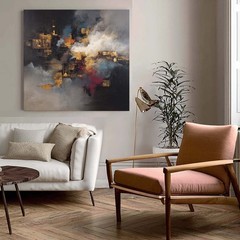 Modern Art Hand Painted Oil Painting Abstract Canvas Wall Mural Aesthetic Gray