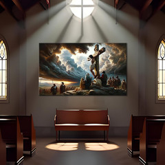 Framed Jesus Canvas Art – Good Friday Christian Wall Decor 36×24 Inch