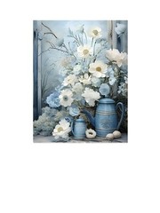16×20 Blue and White Abigail Floral Canvas Print Wall Art