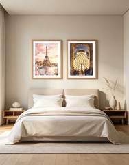 Set of 2 Paris Sacre Coeur Montmartre Louvre Museum Watercolor Art Print 12X16″