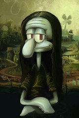 Squidward Mona Lisa Poster Funny SpongeBob Art Meme Print Renaissance Wall Decor