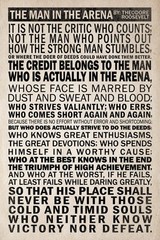 Man In Arena Theodore Roosevelt Quote Speech Motivational History Poster 24×36