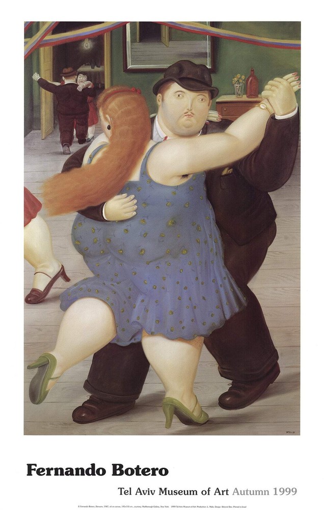 FERNANDO BOTERO Dancers 37″ x 23″ Poster 1999 Contemporary Brown