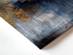 Wall Art Abstract Landscape Painting Blue Gold Gray Textured Modern Home Decor