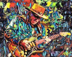 Stevie Ray Vaughan Art Print, Blues Canvas, SRV Painting Print