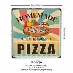Pizza Tin Signs Funny Food Poster Vintage Metal Sign Wall Decor for Home Kitc…