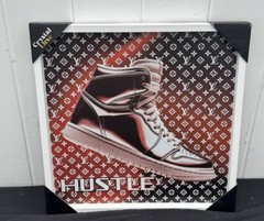 Louis Vuitton 19”X 19” Framed Wall Art Jordan 1 Hustle Rare