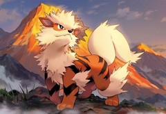 Arcanine Pokemon Canvas Wall Art Fire Type Mountain Print Anime Fan Room Decor