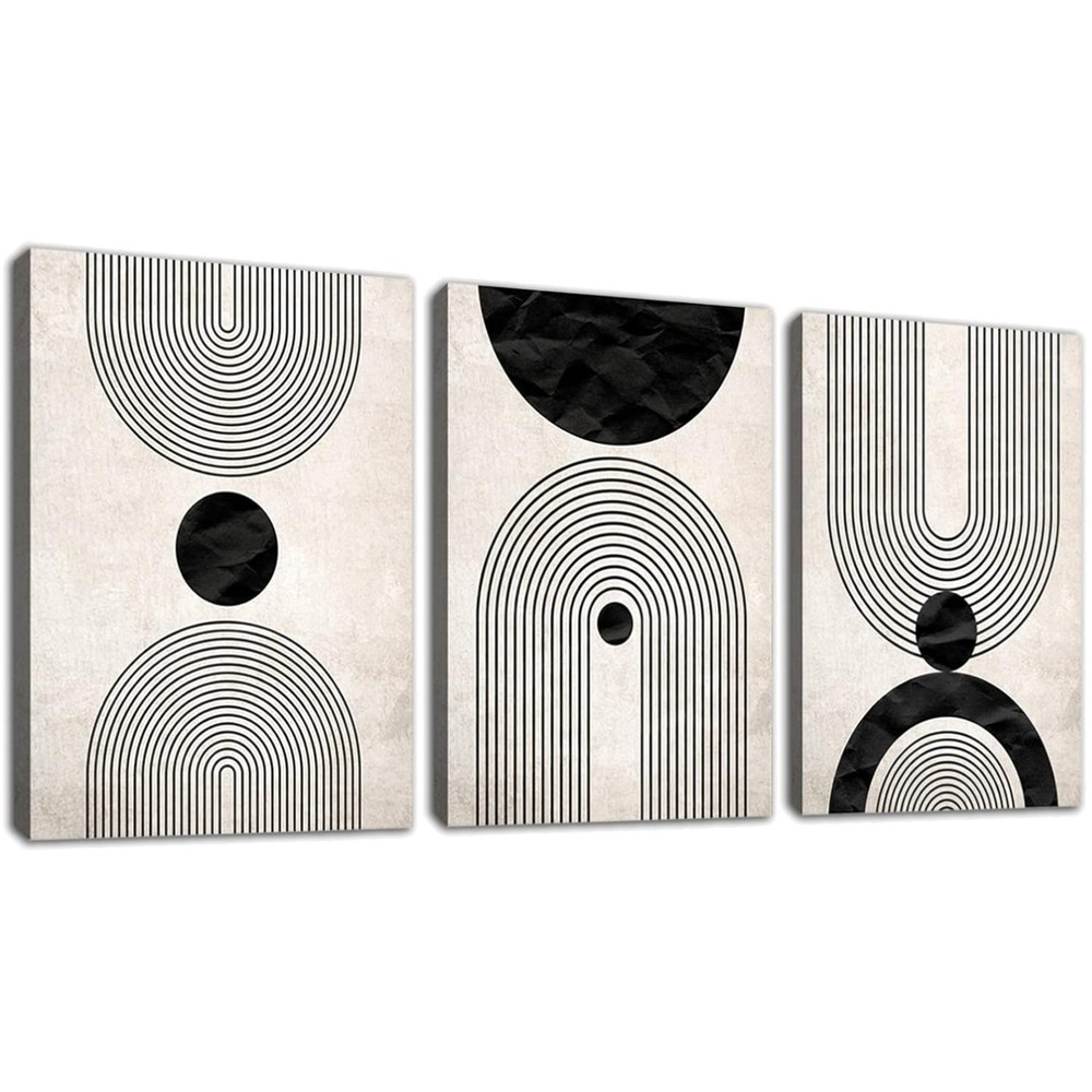 Elegant 3-Piece Bohemian Geometric Canvas Wall Art – Perfect for Living Spaces