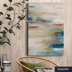 Canvas Wall Art Print 48 x 32 Rustic Pale Blue Meandering Coast