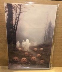 Ghosts In A Pumpkin Forest Canvas Print No Frame 8×12 Inches Halloween