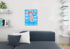 Hang In There Baby! Cat Retro Motivational Poster 24×36 inch