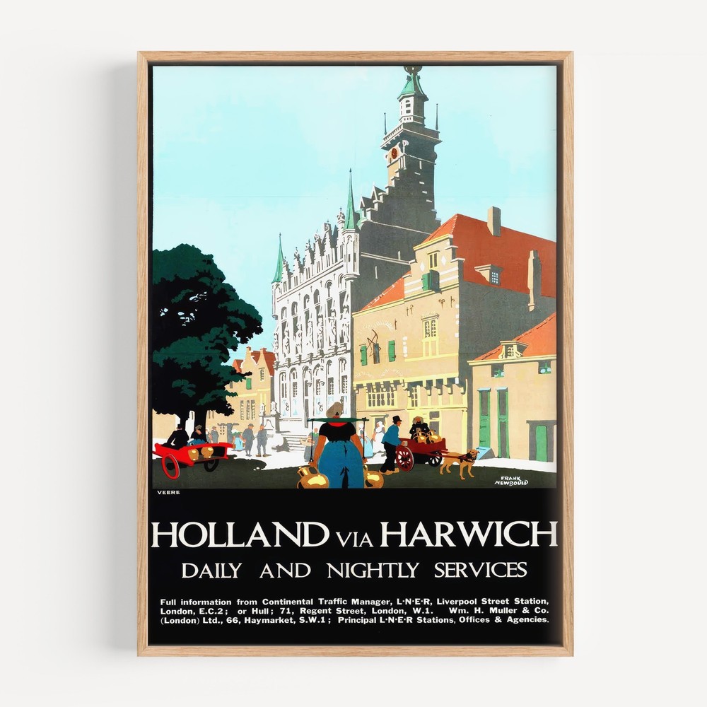 Holland via Harwich LNE Retro Travel Poster