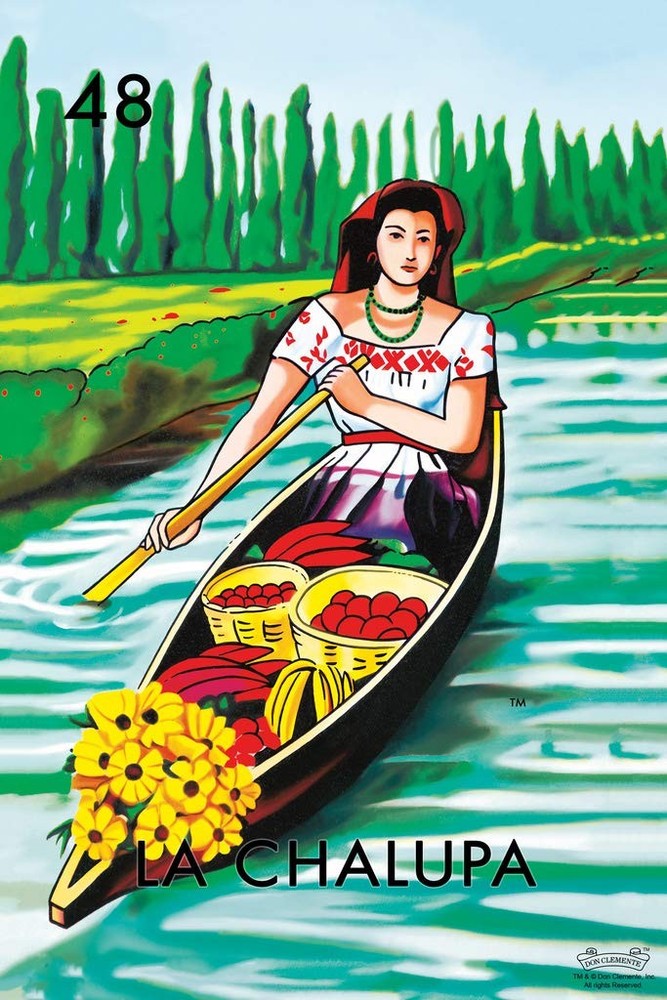 Laminated 48 La Chalupa Boat Loteria Card 18″L x 12″W, | 12312