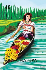 Laminated 48 La Chalupa Boat Loteria Card 18″L x 12″W, | 12312