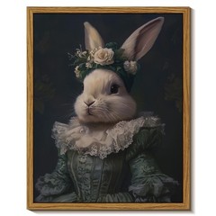 InSimSea Vintage Framed Canvas Wall Art, Easter 10″L x 8″W, Princess Rabbit