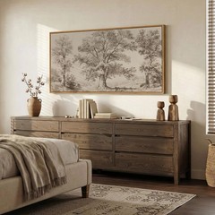 Framed Vintage Landscape Canvas Wall Art for Living Room, Extra Large Horizontal