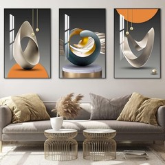 MPLONG Abstract Modern Wall Art 3 Panels 20×28 White Blue Grey