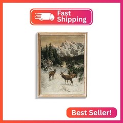 uniro Vintage Wall Art Prints – Vintage Christmas Print Winter Landscape Oil Pai