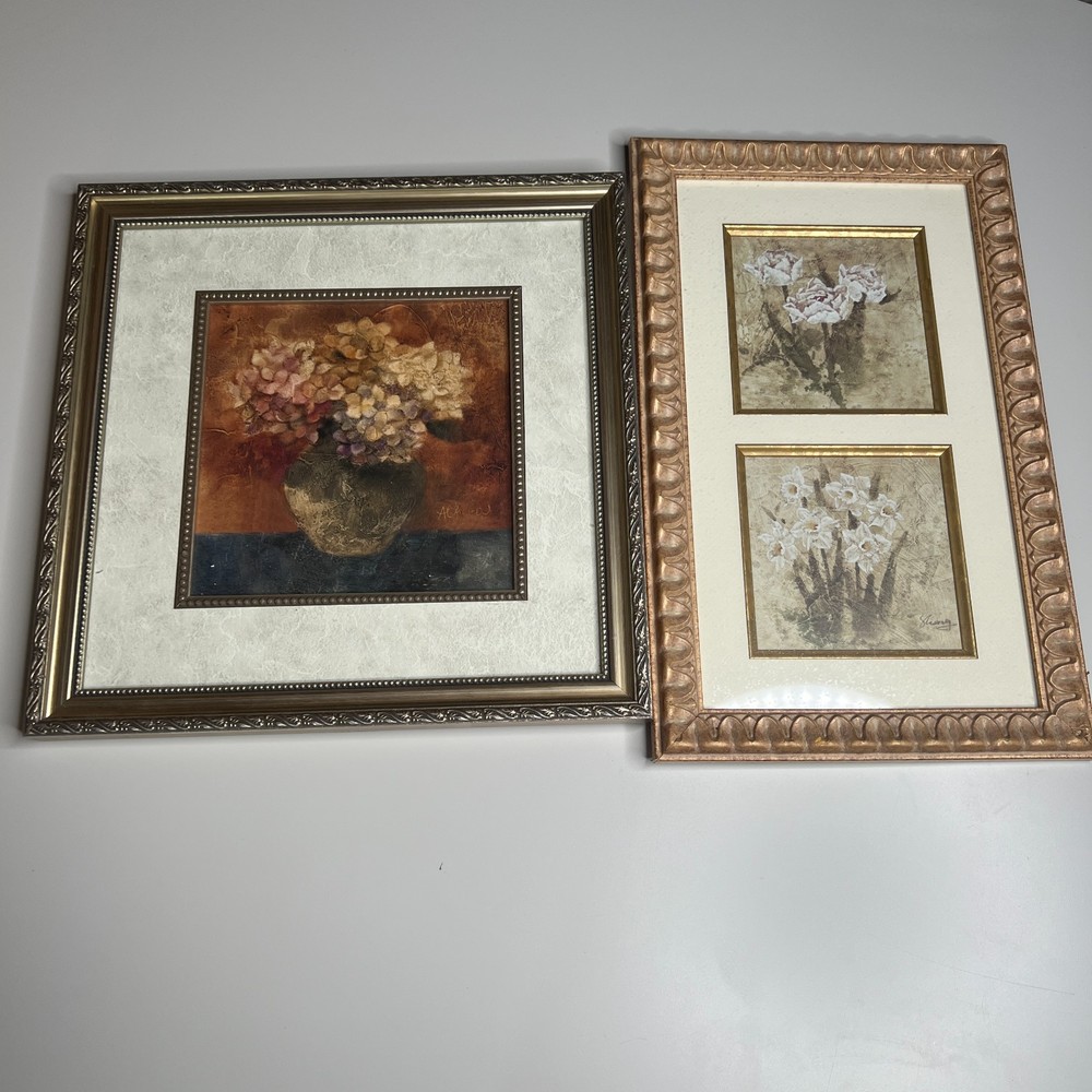 Set of 2 Framed Floral Wall Art Prints – Albena Hristova & B.J. Zhang – 2001 USA