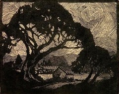 Adobe House by Pedro Lemos – California Adobe Woodcut Architecture Print