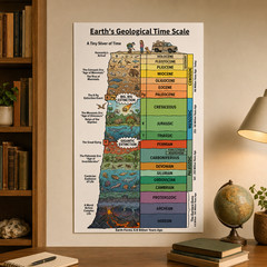Earth Geological Time Scale Science Chart Poster Wall Decor | Multiple Sizes