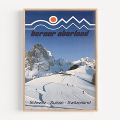 Switzerland – Berner Oberland – 1987 Retro Travel Poster