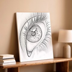 Wall Art Black White Eye Sketch Print Surreal Pencil Drawing Modern Home Decor
