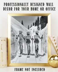 Sexy Women Skiing Poster 11×14 Unframed Vintage Retro Ski Lodge Wall Art Print