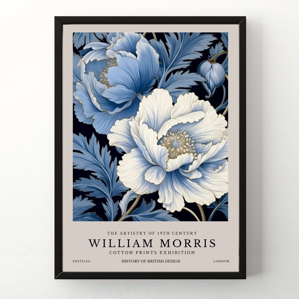 William Morris Art Print Modern Blue Botanical Exhibition Poster Room Wall Decor