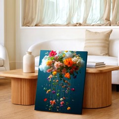 Wall Art Floating Cloud Floral Bouquet Print Colorful Dreamy Botanical Decor