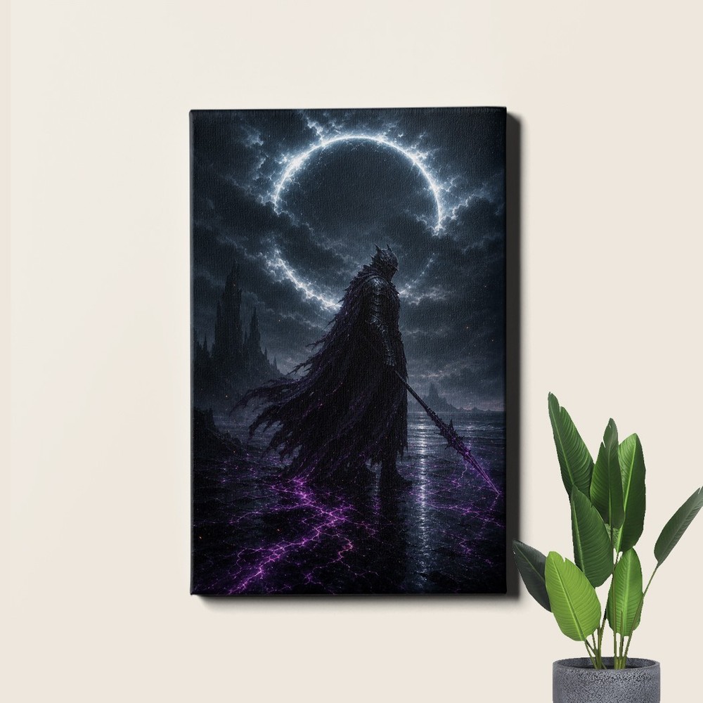 Armored wanderer eclipse ring Wall Art dark fantasy scene
