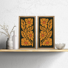 2Pcs Mid Century Modern Wall Decor, 15.7X7.9In Wooden Floral Abstract Wall Ar…