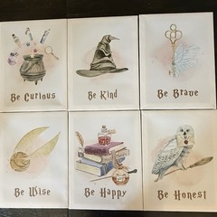 Harry Potter Theme Wall Art Decor Watercolor Inspirational Sayings 6pc Lot 16×12