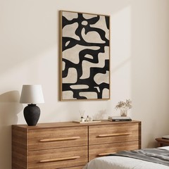 Framed Neutral Abstract Wall Art, Large Modern Canvas Prints Paintings Art24X36