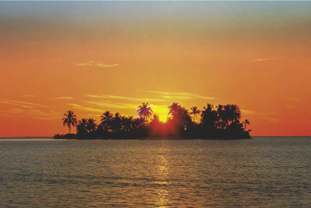 Poster Studio B – Sunny Island Sunset Ocean Sea View 24×36″ NEW Wall Art CJ2612