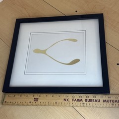 Gold Foil Wishbone Framed Wall Art 16×14 Black Frame Good Luck Symbol
