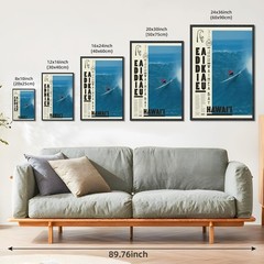 Black Framed Vintage Surfing Wall Art Hawaii Surf Poster Contest Big Wave Rid…