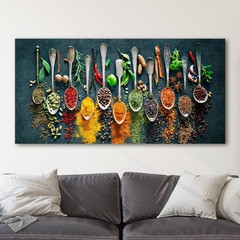 Spoons With Spices Kitchen Food Decor Canvas Wall Art Print